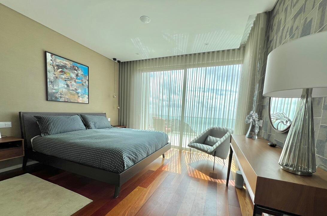 The ocean-facing bedroom of a Levada client’s Madeira home