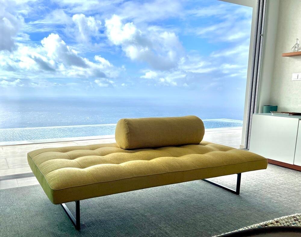 Mark and David’s living room, opening towards their pool and the Atlantic